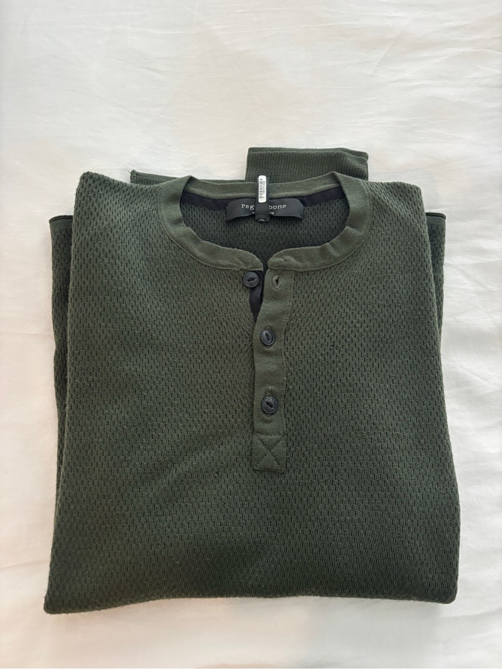 Men's Rag & Bone Dark Green Henley Long Sleeve Shirt